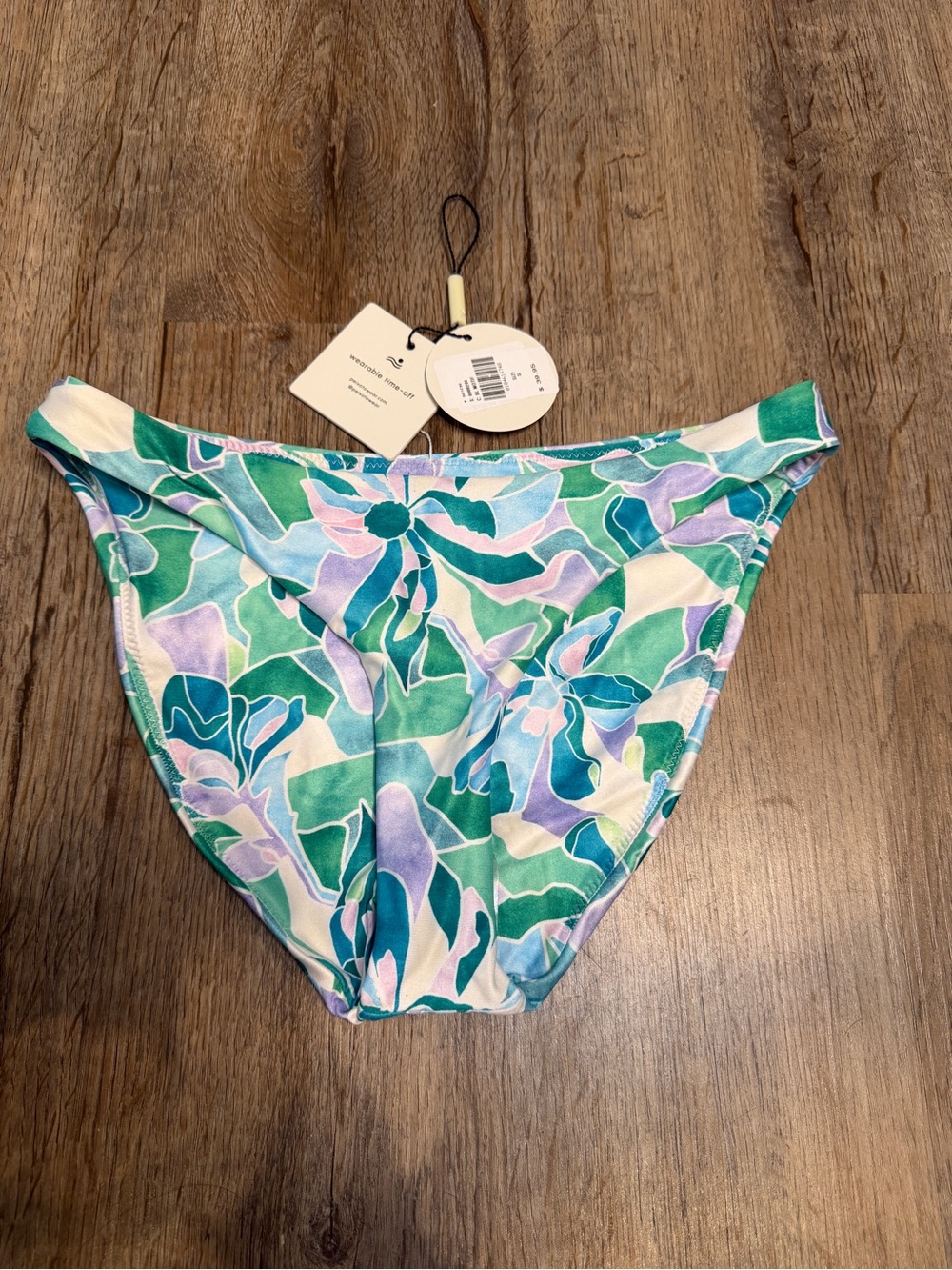 Peixoto Floral Print Bikini Bottom in Teal & Lavender Small NWT